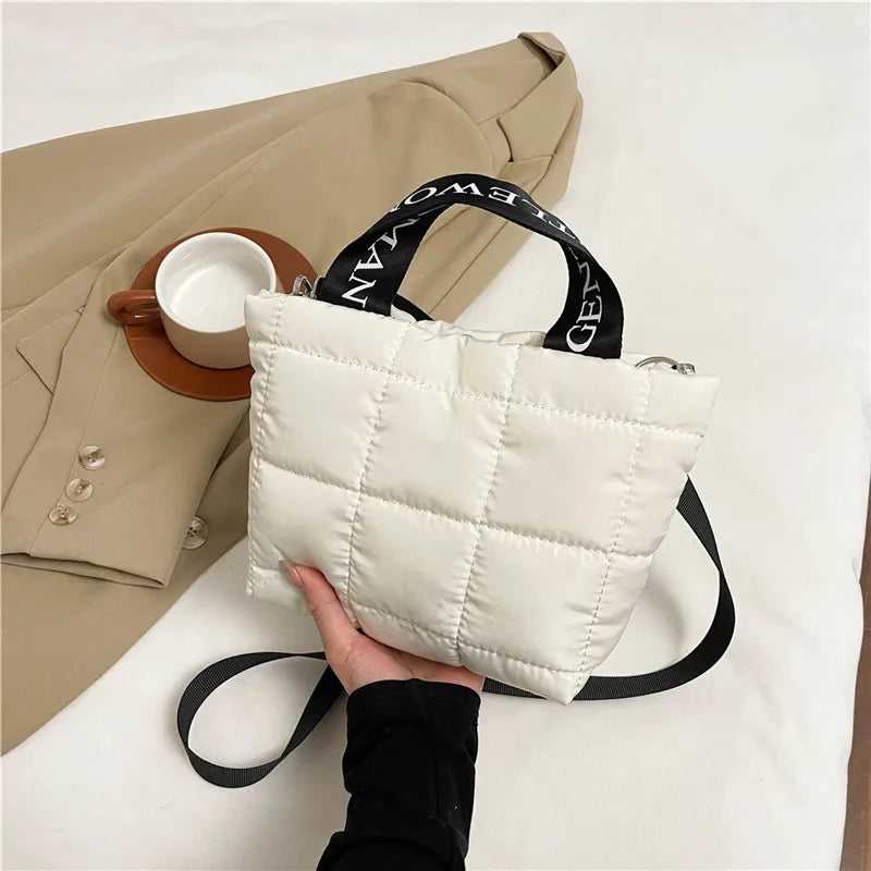Bags for Woman Fashion Tote Handbags Cotton Padded Shopping Bag Fashion Portable Handbag Quilted Solid for Leisure Travel Сумка