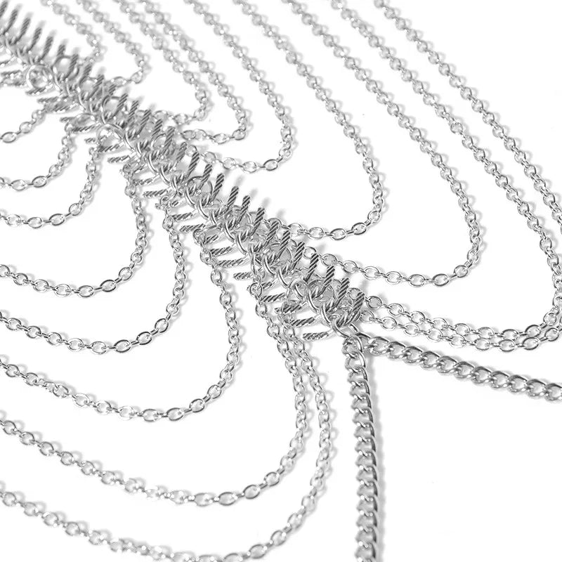 Body Chain Crossover Thin Bra Bikini Waist Belly Body Chains Beach Body Necklace Jewelry for Women