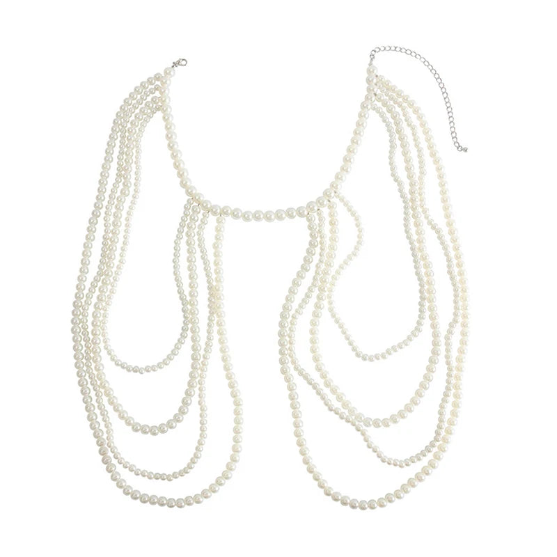 Sexy Hot Girl Body Chain Waist Chain Women's Fashion Show Imitation Pearl Shoulder Chain Bustier Chain Clothing Chain