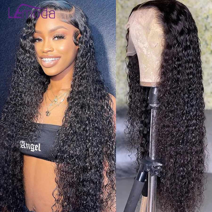 Lemoda 12A 13x6 Full Frontal Lace Wig Water Wave Virgin Human Hair Wig 13x6 HD Lace Front Wigs For Women 180 Density Pre Plucked