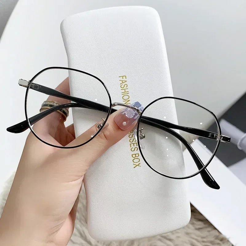 Large Square Frame Woman Glasses Ins Girl Fashion Transparent Reading Glass High-definition Anti-blue Light Computer Eyeglass