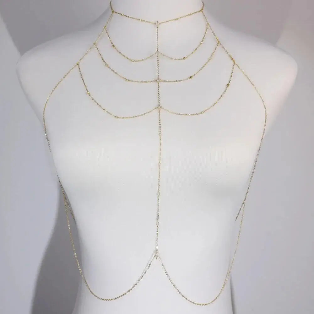 2026 New Fashion Multilayer Chain Hanging Neck Body Chain For Women Bar Party Wedding Sexy Jewelry Accessories