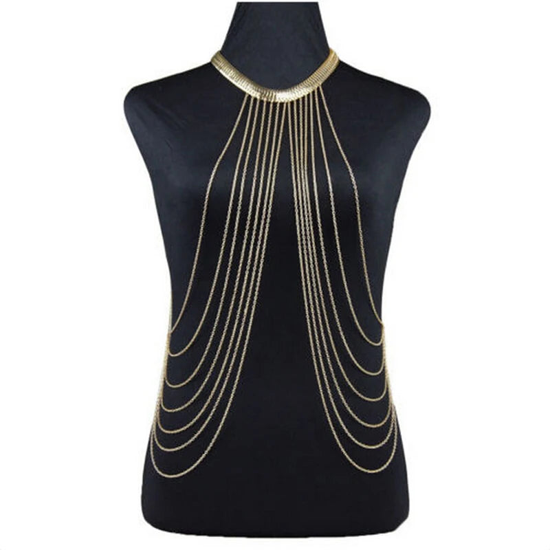 Chest Chains Sexy Beach Bikini Body Jewelry Charm Goth Body Chain for Women Summer Accessories Boho Waist Gift Tassel Necklaces