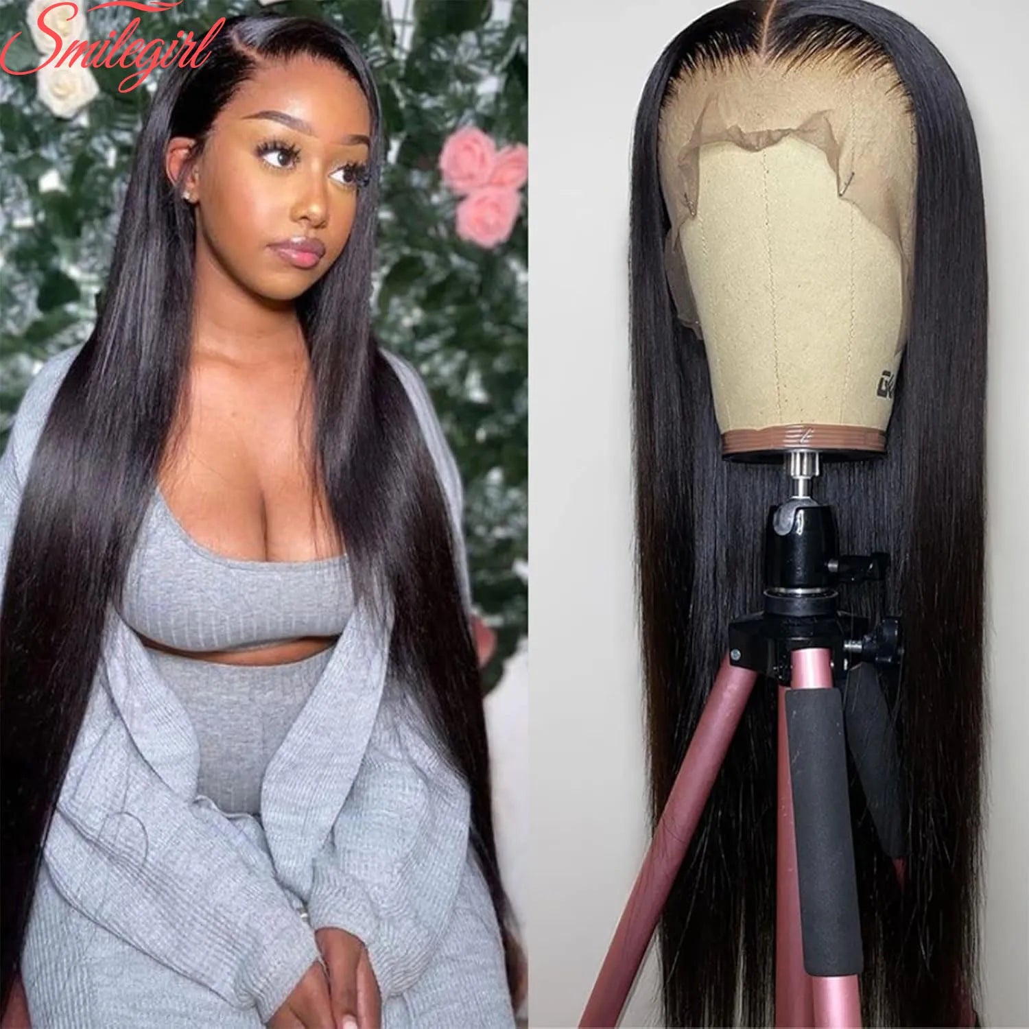 30 inch Lace Front Wig Straight Lace Frontal Wigs Pre Plucked 200% Density 13X4 Brazilian Human Hair Wig For Women Natural Black
