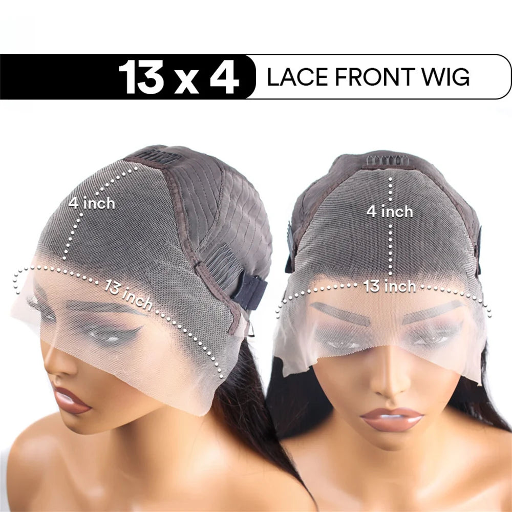 30 inch Lace Front Wig Straight Lace Frontal Wigs Pre Plucked 200% Density 13X4 Brazilian Human Hair Wig For Women Natural Black