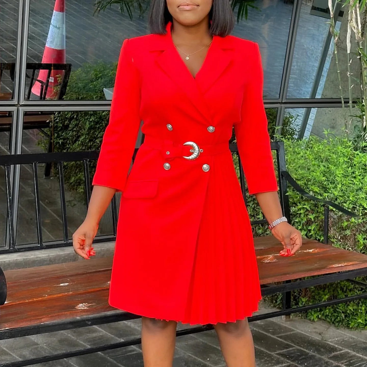 Elegant Dresses for Woman 2024 Autumn Winter New Trends Notched Collar Full Sleeve Sashes Pleated Mid Calf Solid Fashion Dress