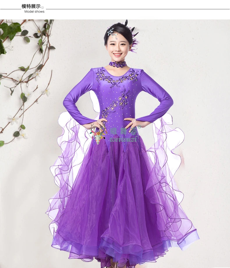 Modern Dance Dress for Woman New Social Dance Costume Ballroom Dancing Competition Clothes Waltz Performance Dress